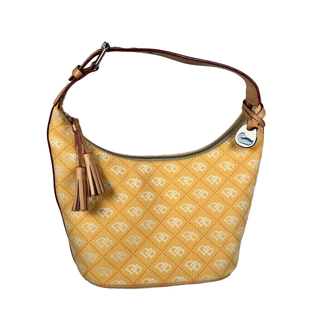 Dooney & Bourke Vintage Y2K Yellow DB Monogram Luisa Hobo Bag Large